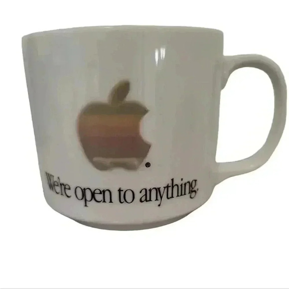 APPLE VINTAGE rare "We're Open to Anything" coffee mug - Picture 1 of 5